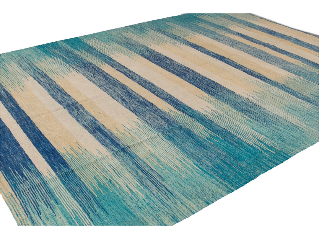 Modern Flat-Weave Wool Rug 9 X 12