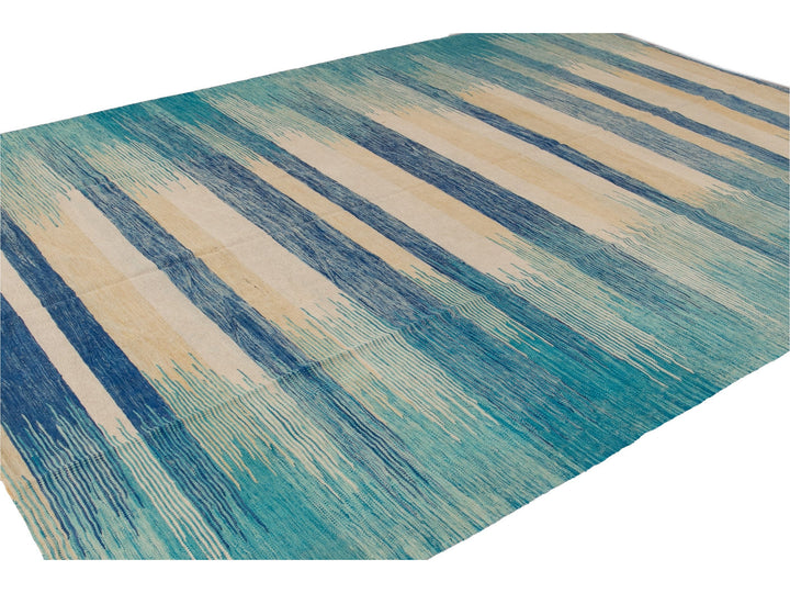 Modern Flat-Weave Wool Rug 9 X 12