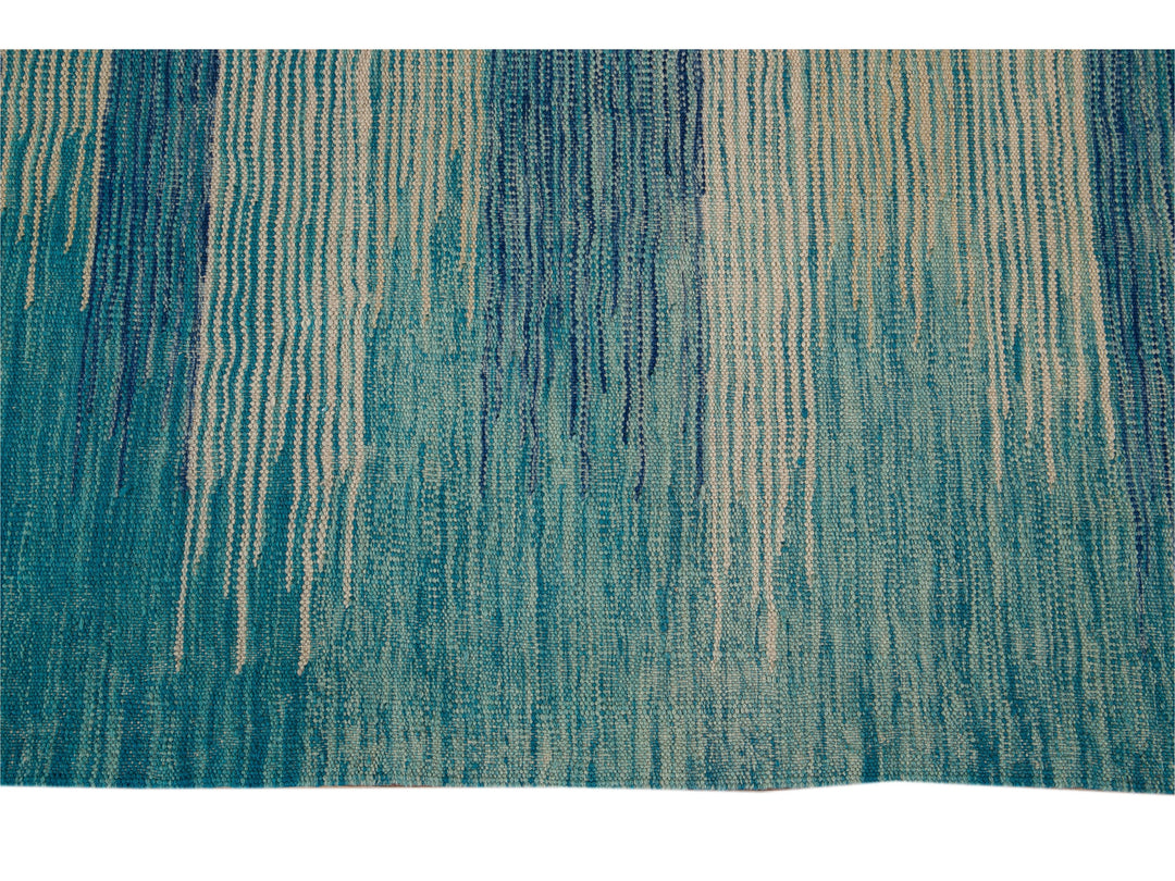 Modern Flat-Weave Wool Rug 9 X 12