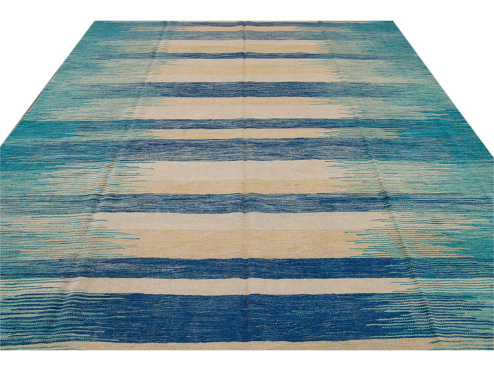 Modern Flat-Weave Wool Rug 9 X 12