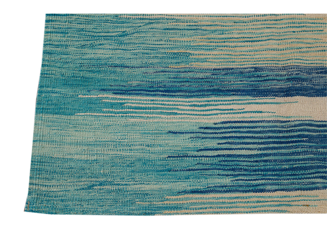 Modern Flat-Weave Wool Rug 9 X 12