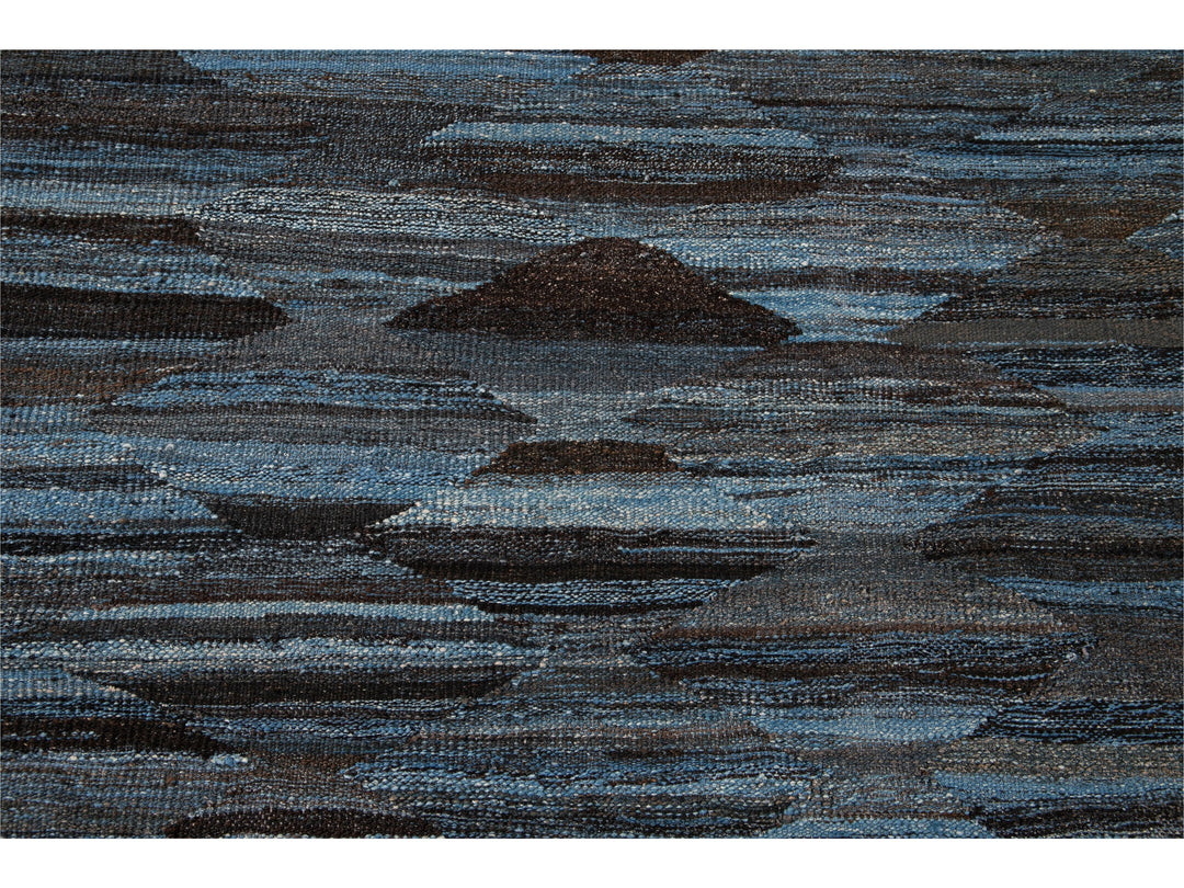 Modern Flat-Weave Wool Rug, 9 X 12