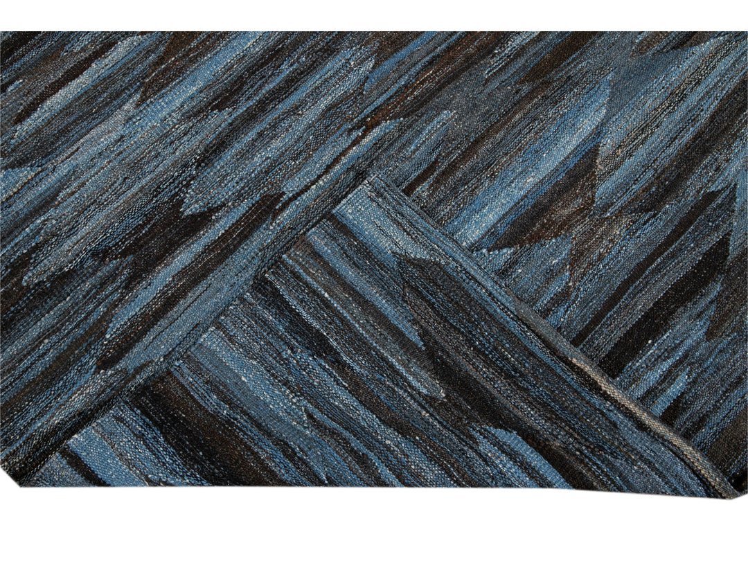 Modern Flat-Weave Wool Rug, 9 X 12