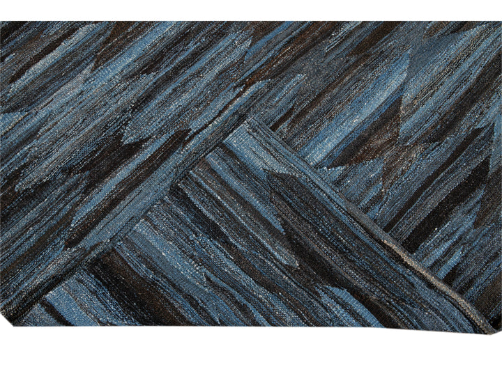 Modern Flat-Weave Wool Rug, 9 X 12