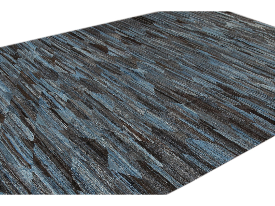 Modern Flat-Weave Wool Rug, 9 X 12