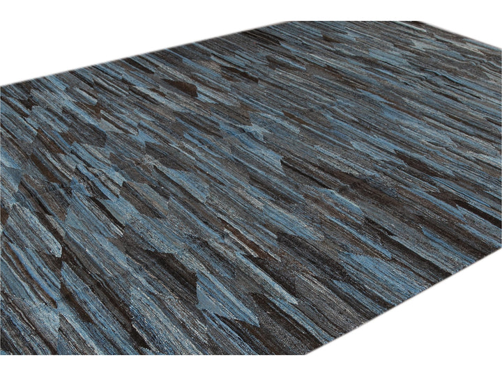 Modern Flat-Weave Wool Rug, 9 X 12