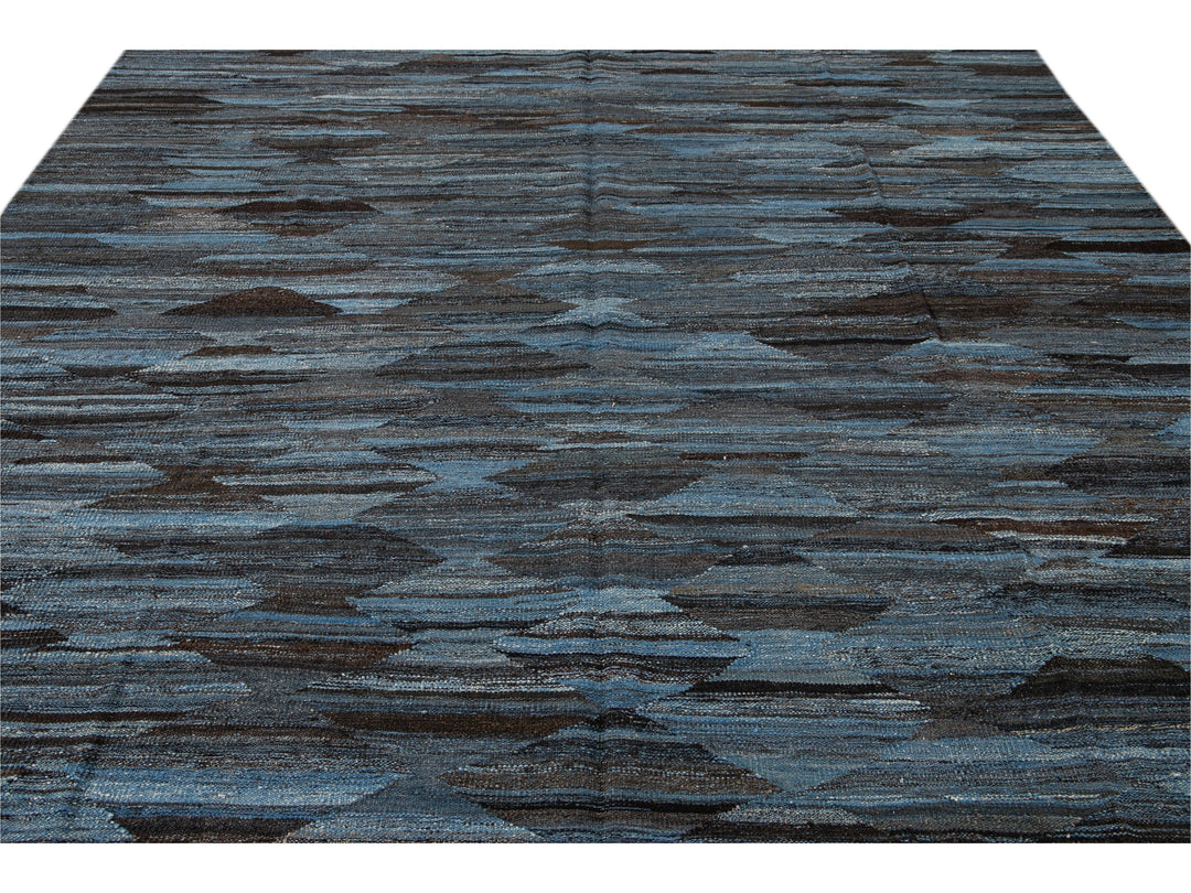 Modern Flat-Weave Wool Rug, 9 X 12