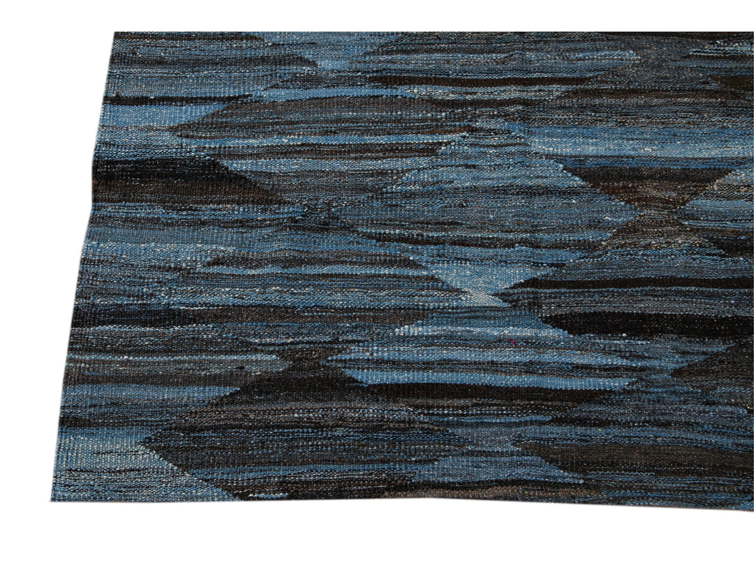 Modern Flat-Weave Wool Rug, 9 X 12