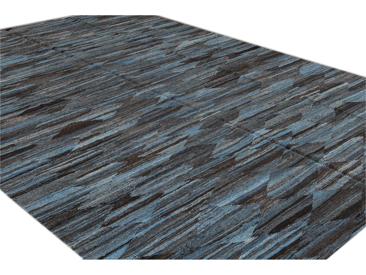 Modern Flat-Weave Wool Rug, 9 X 12