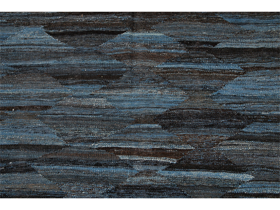 Modern Flat-Weave Wool Rug, 9 X 12