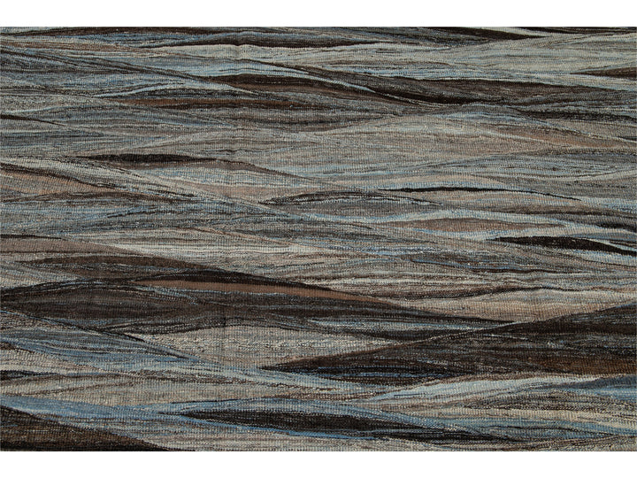 Modern Flat-Weave Wool Rug 9 X 12