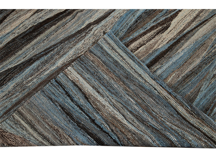 Modern Flat-Weave Wool Rug 9 X 12
