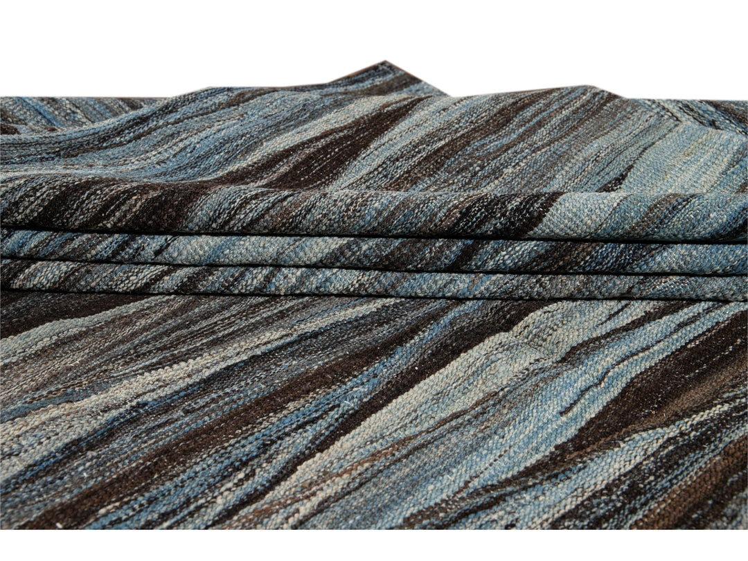 Modern Flat-Weave Wool Rug 9 X 12