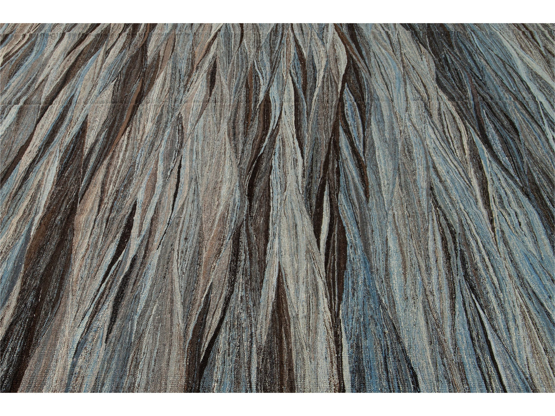 Modern Flat-Weave Wool Rug 9 X 12