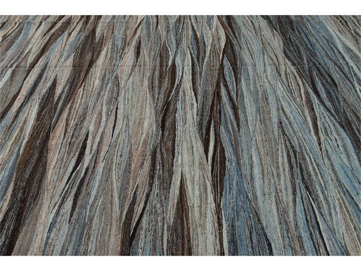 Modern Flat-Weave Wool Rug 9 X 12