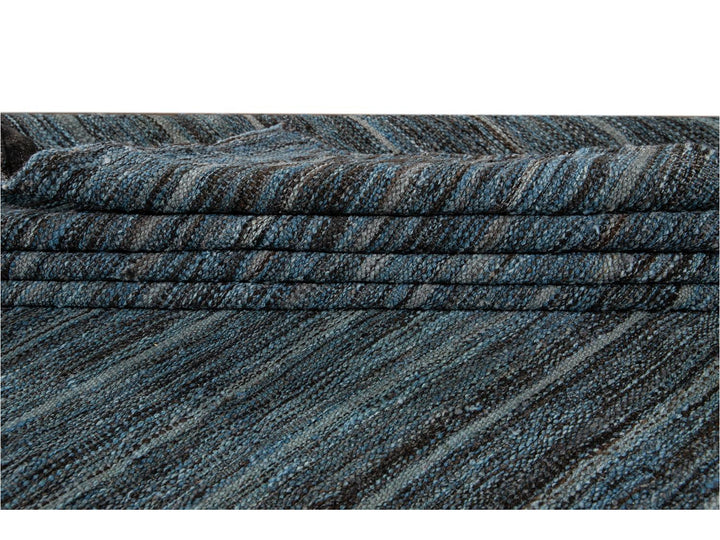 Modern Flat-Weave Kilim Striped Wool Rug 9 X 12