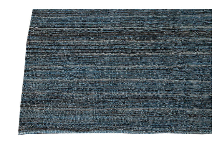 Modern Flat-Weave Kilim Striped Wool Rug 9 X 12