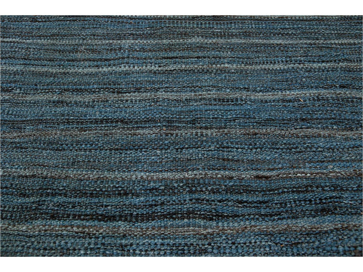 Modern Flat-Weave Kilim Striped Wool Rug 9 X 12