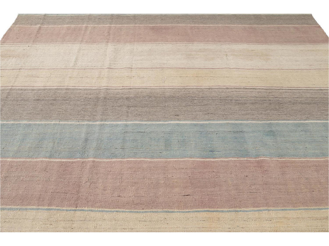 Modern Flat-Weave Kilim Wool Rug 9 X 12
