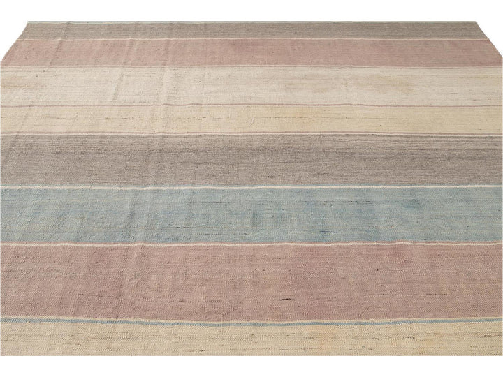 Modern Flat-Weave Kilim Wool Rug 9 X 12