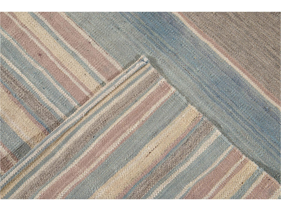 Modern Flat-Weave Kilim Wool Rug 9 X 12