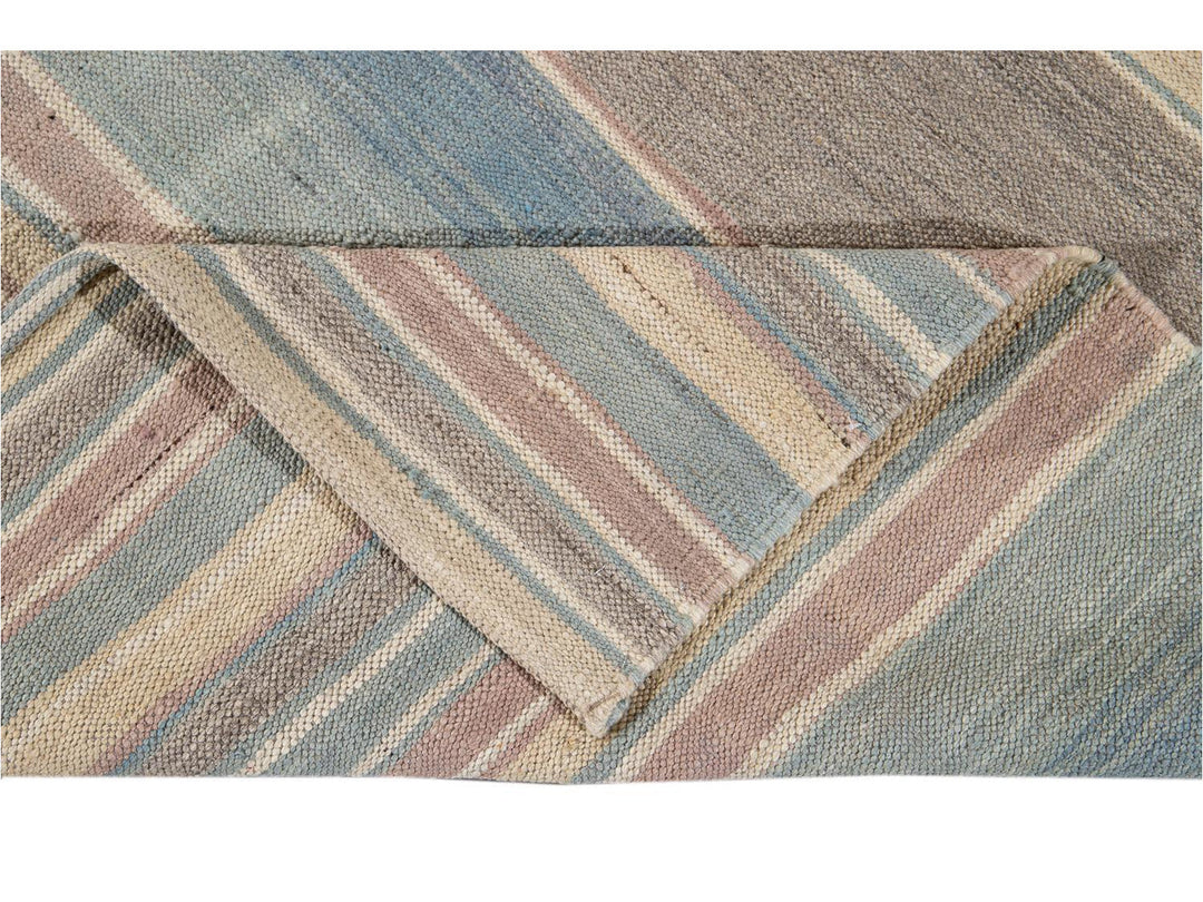 Modern Flat-Weave Kilim Wool Rug 9 X 12