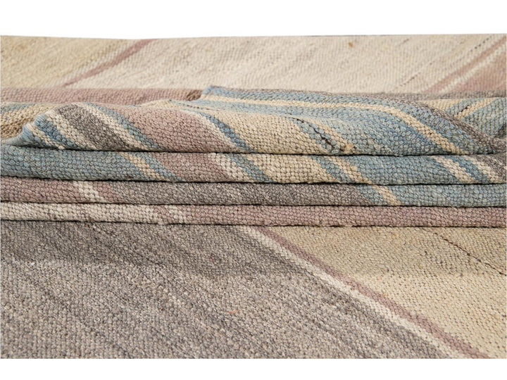 Modern Flat-Weave Kilim Wool Rug 9 X 12