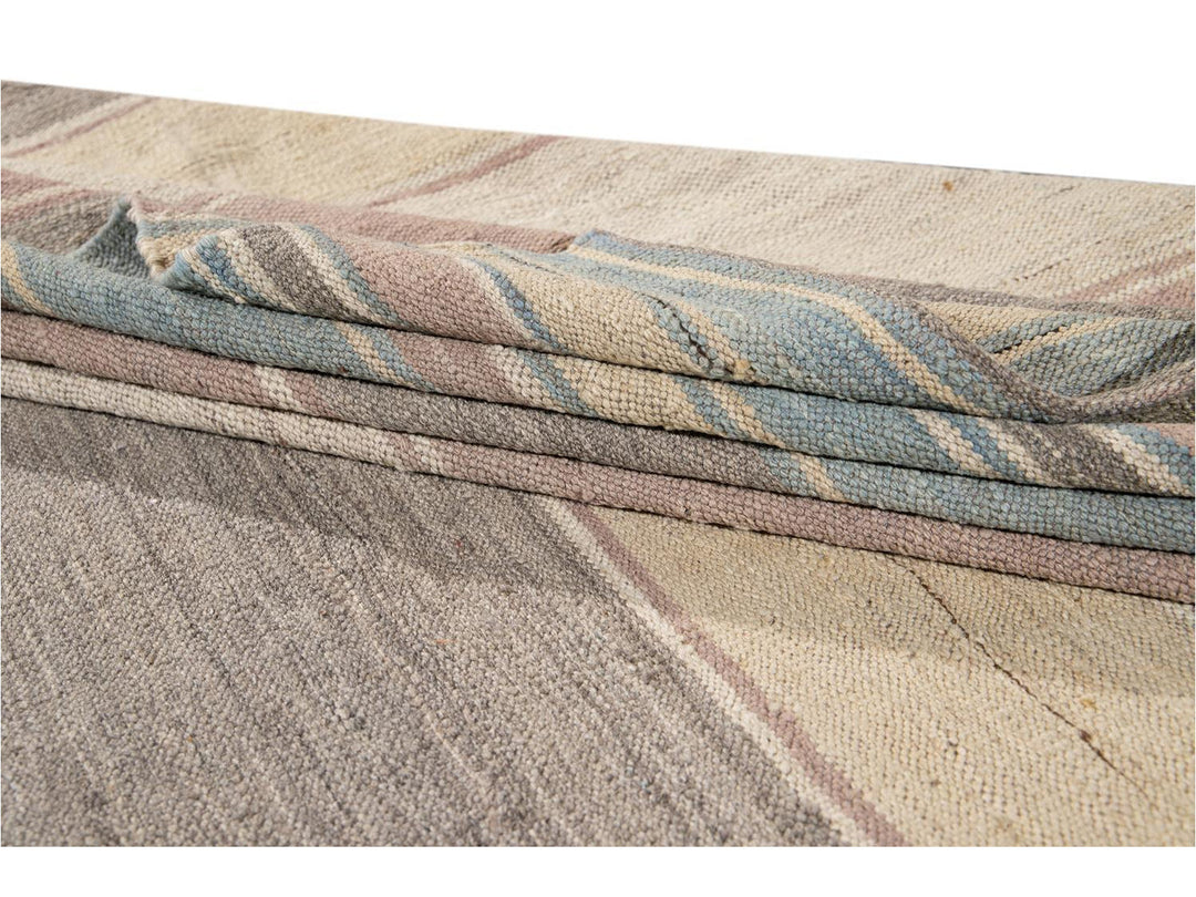 Modern Flat-Weave Kilim Wool Rug 9 X 12