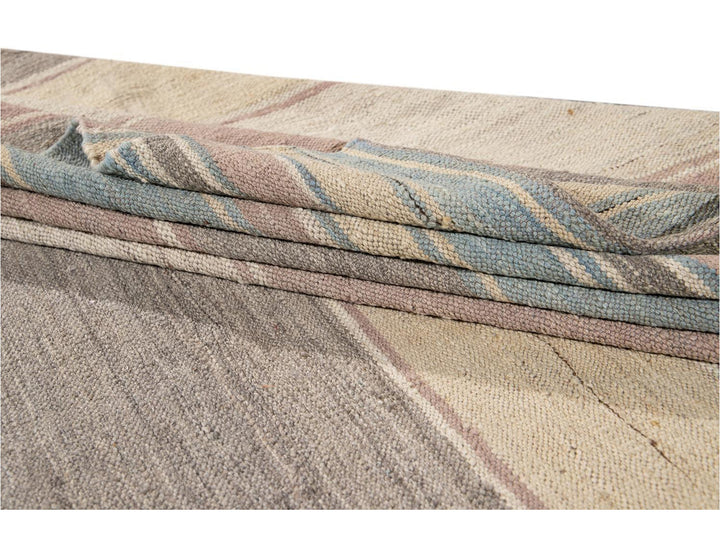 Modern Flat-Weave Kilim Wool Rug 9 X 12