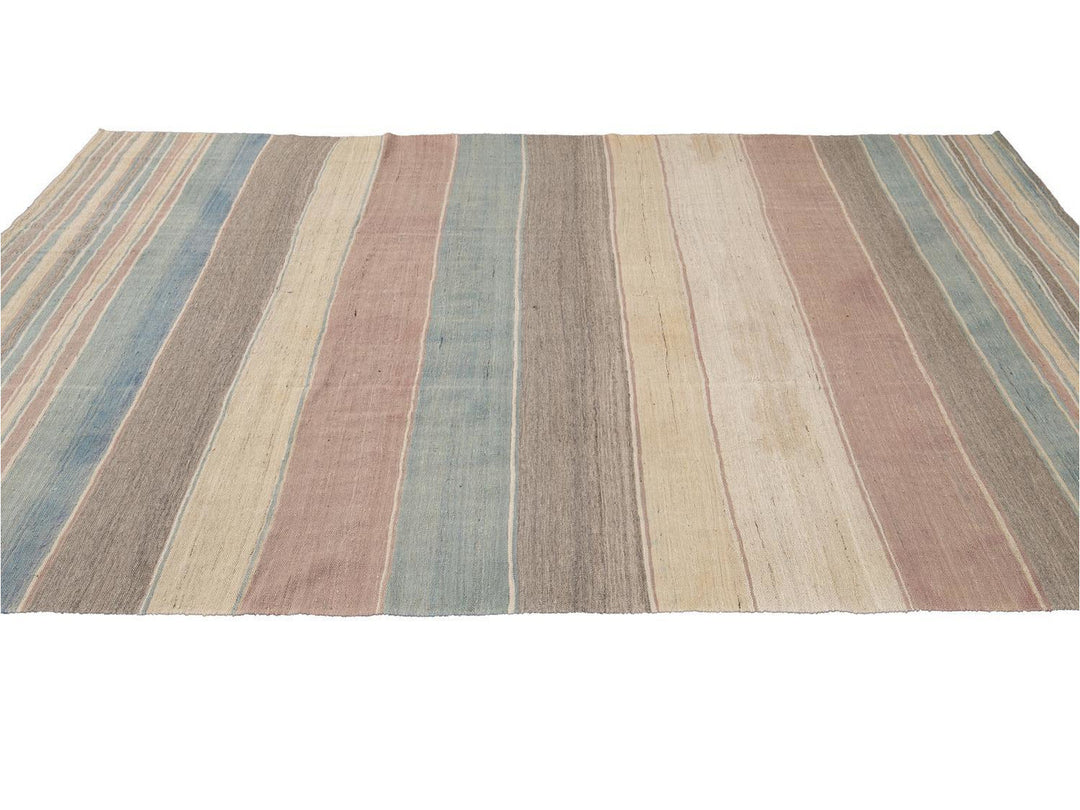 Modern Flat-Weave Kilim Wool Rug 9 X 12