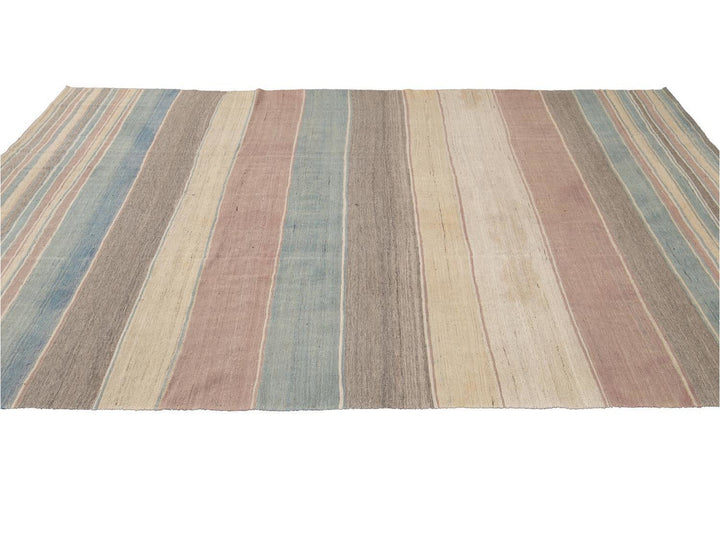 Modern Flat-Weave Kilim Wool Rug 9 X 12