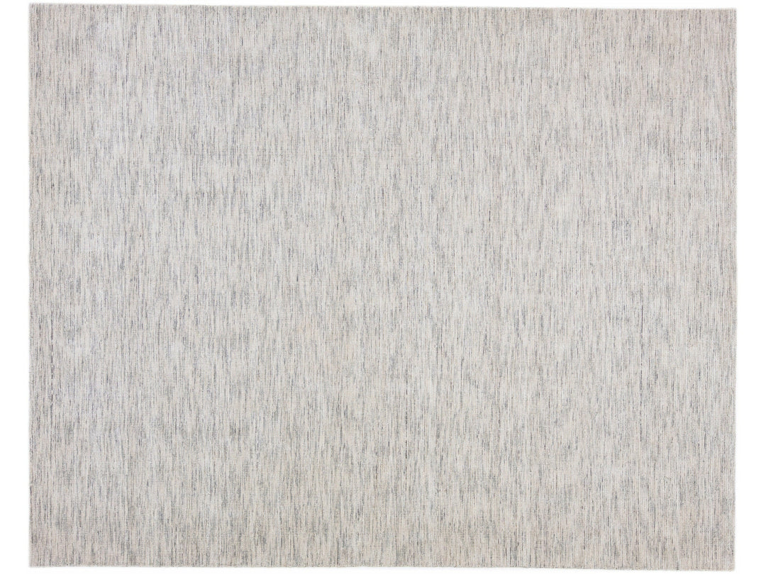 Modern Apadana's Groove Bamboo/Silk Handmade Beige And Gray Rug