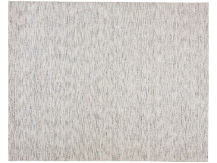Modern Apadana's Groove Bamboo/Silk Handmade Beige And Gray Rug
