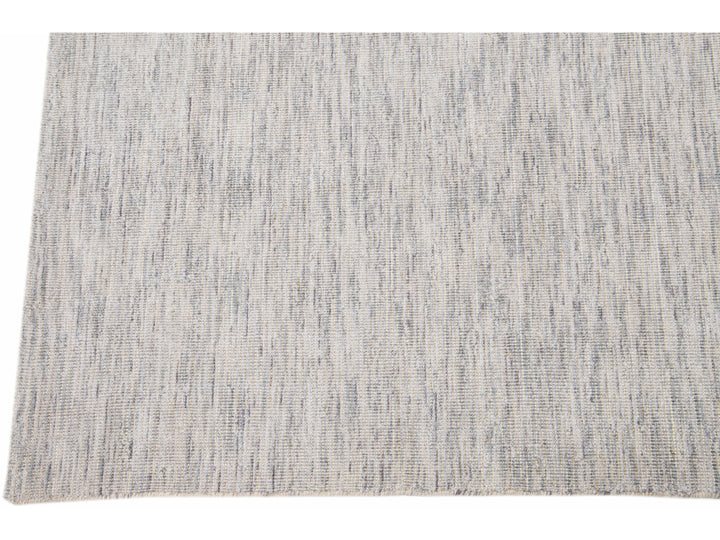 Modern Apadana's Groove Bamboo/Silk Handmade Beige And Gray Rug