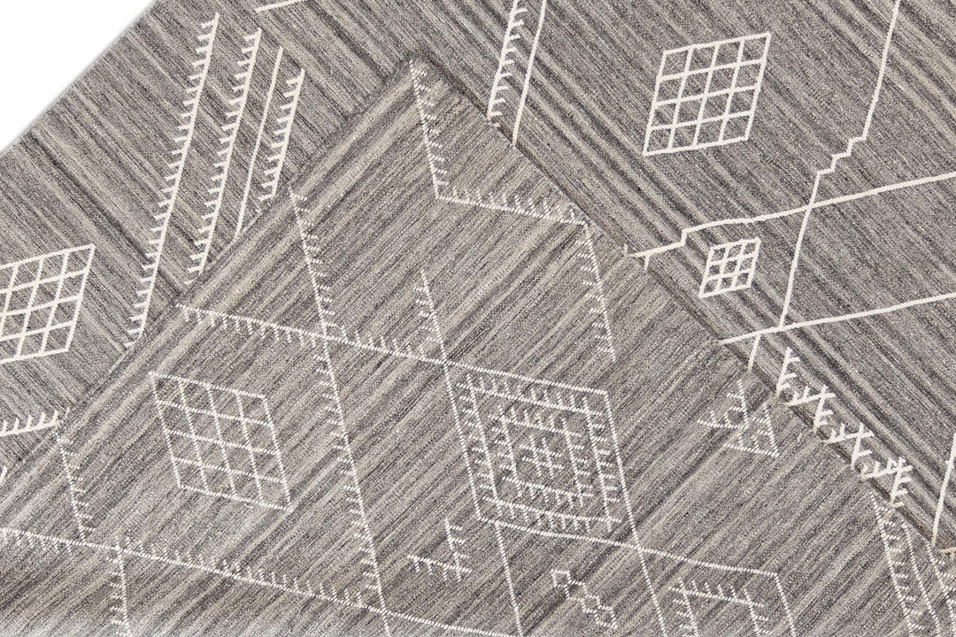 21st Century Modern Indian Flatweave Wool Rug, 9' X 12'