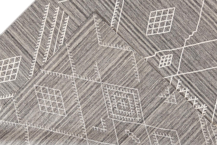 21st Century Modern Indian Flatweave Wool Rug, 9' X 12'