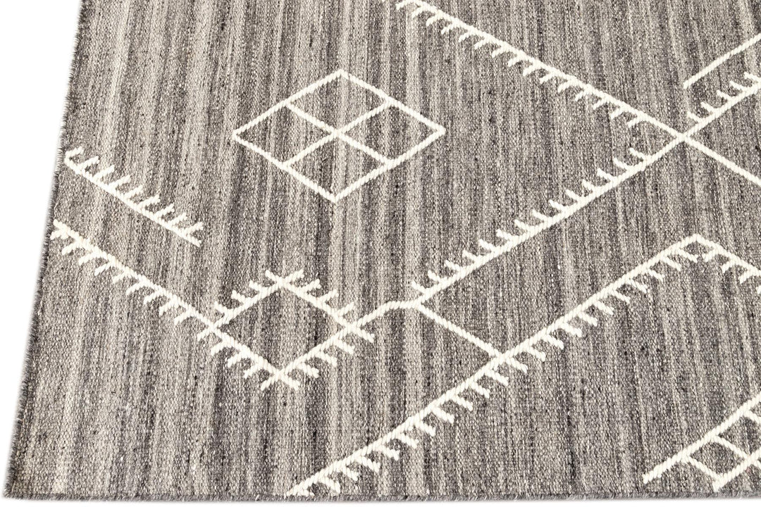 21st Century Modern Indian Flatweave Wool Rug, 9' X 12'