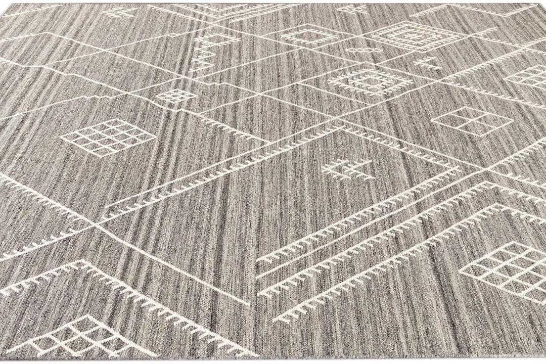 21st Century Modern Indian Flatweave Wool Rug, 9' X 12'