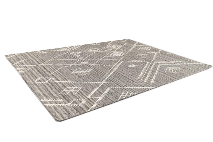 21st Century Modern Indian Flatweave Wool Rug, 9' X 12'