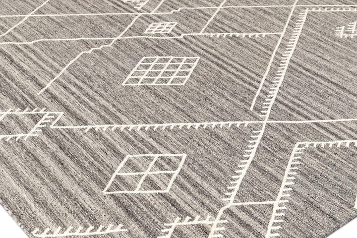 21st Century Modern Indian Flatweave Wool Rug, 9' X 12'