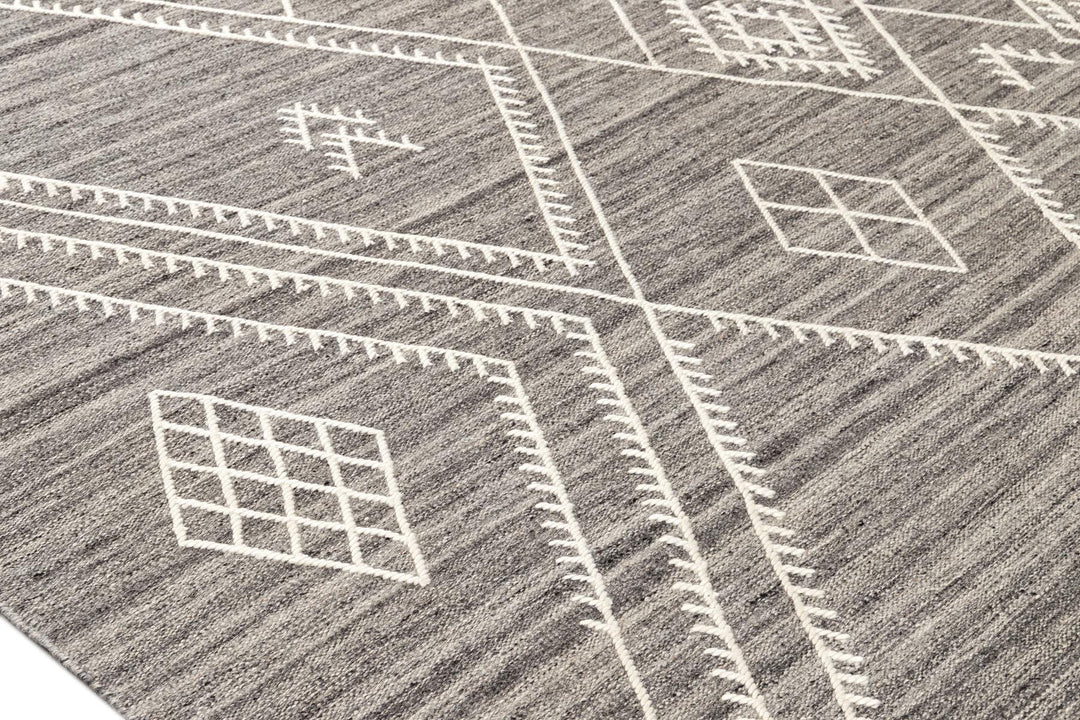 21st Century Modern Indian Flatweave Wool Rug, 9' X 12'