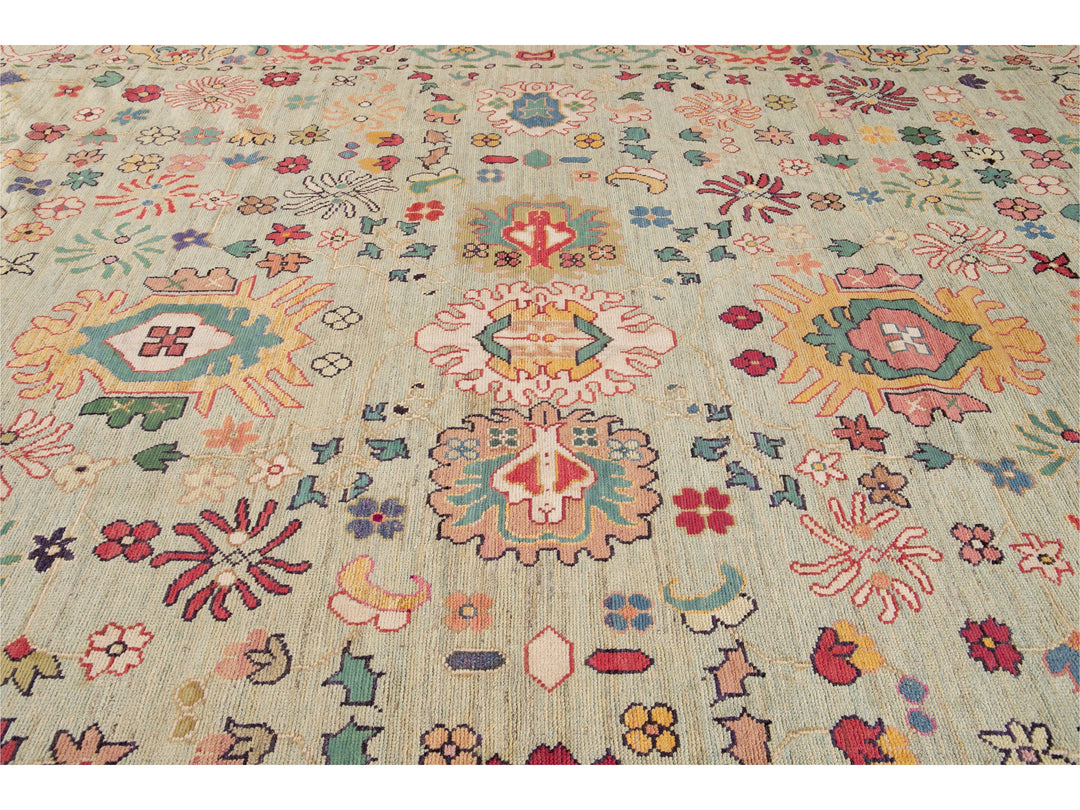Modern Oushak Wool Rug 12 X 16