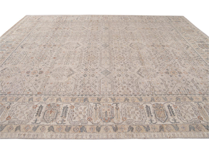 Modern Indian Artisan Wool Rug 12 X 14