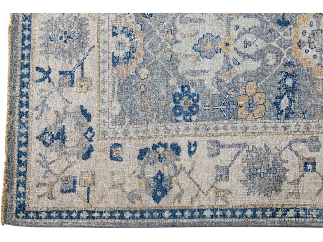 Modern Indian Wool Rug 9 X 12