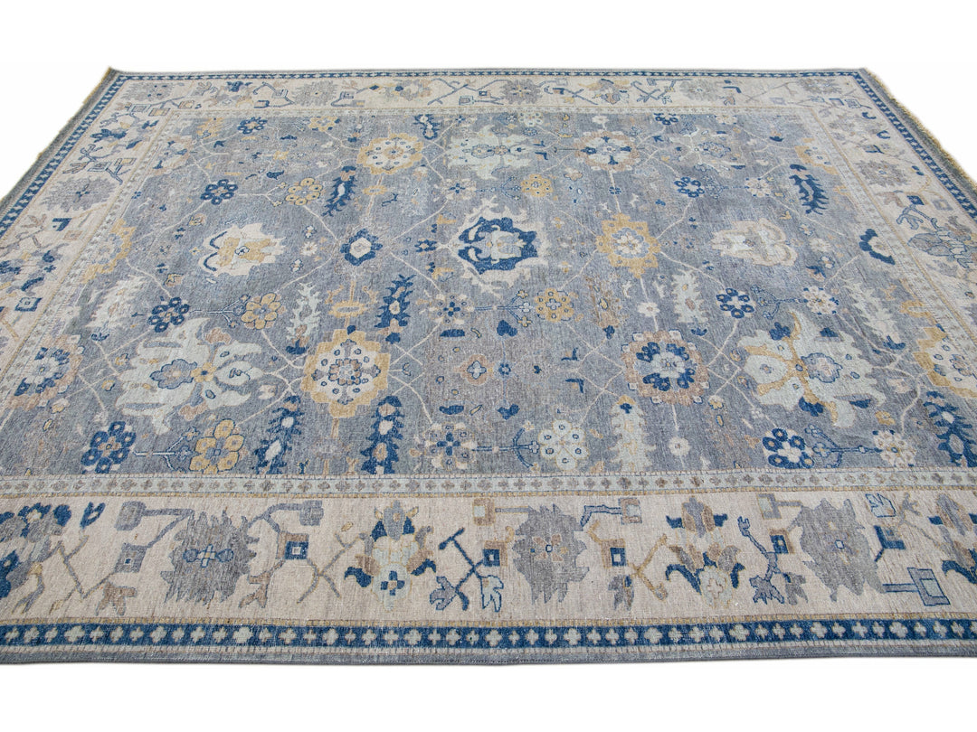 Modern Indian Wool Rug 9 X 12