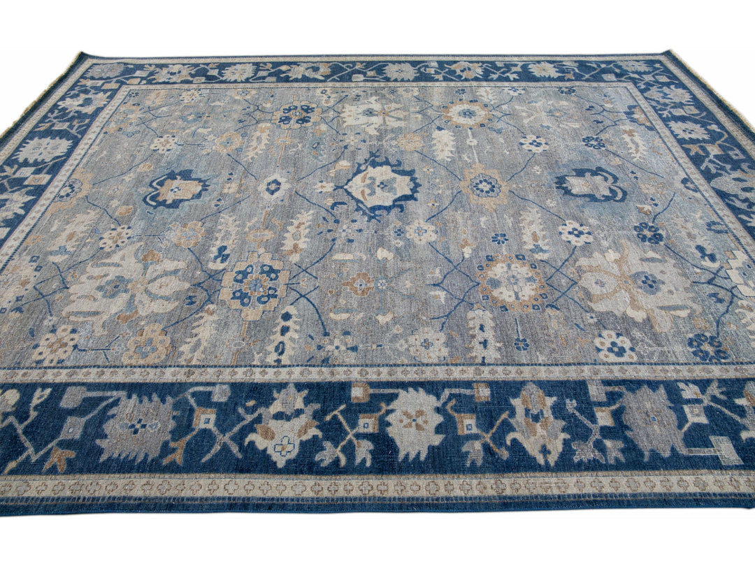 Modern Indian Wool Rug 9 X 12