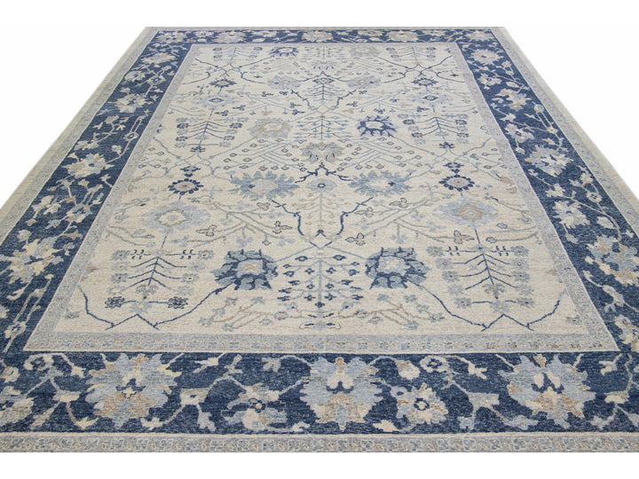 Beige Apadana's Artisan Collection Handmade Floral Pattern Wool Rug