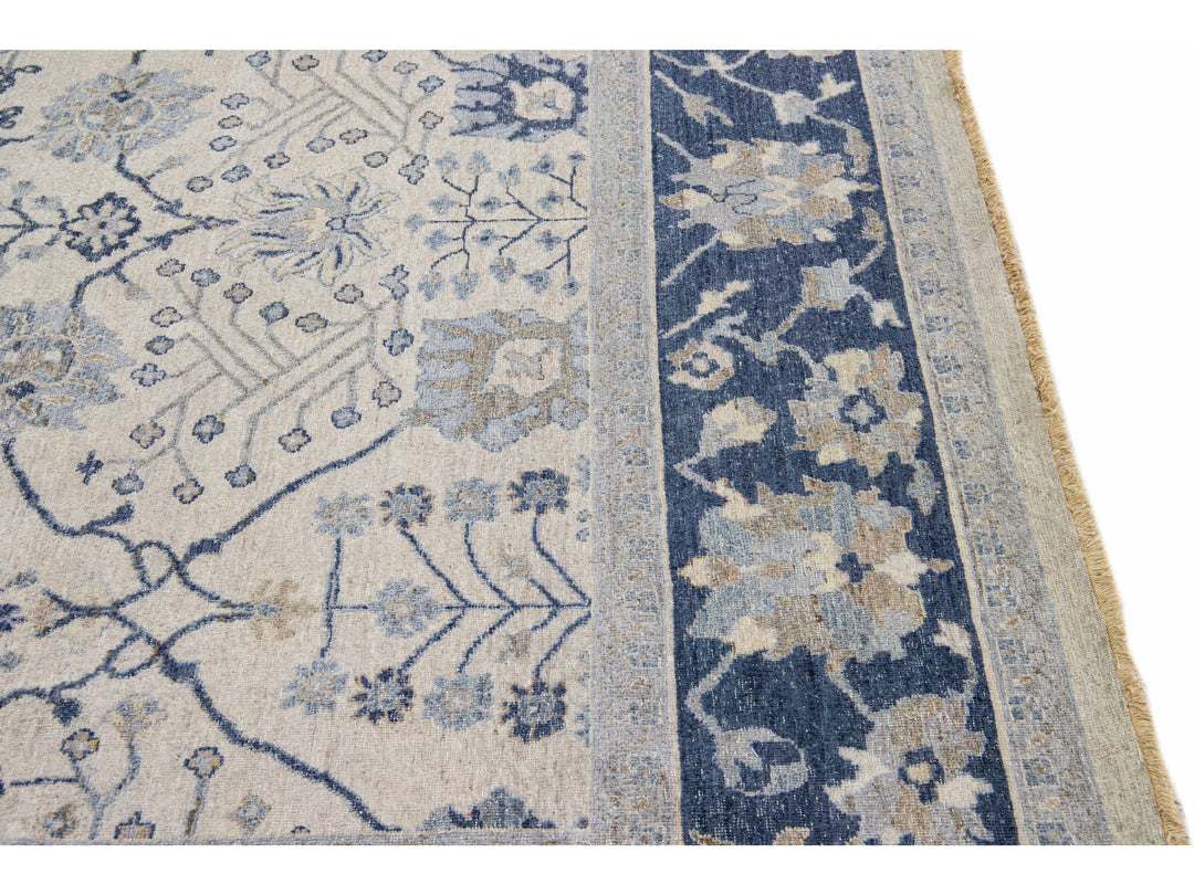 Modern Indian Wool Rug 9 X 12