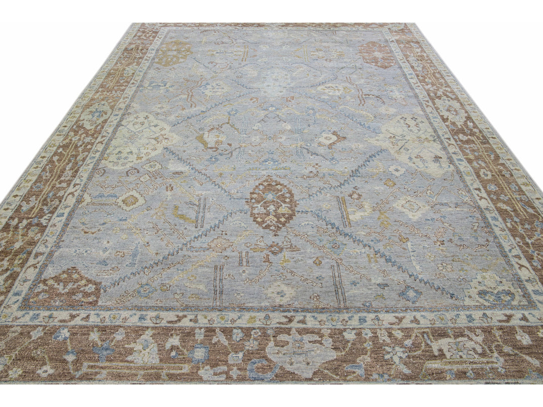 Apadana's Artisan Collection Handmade Floral Gray Wool Rug