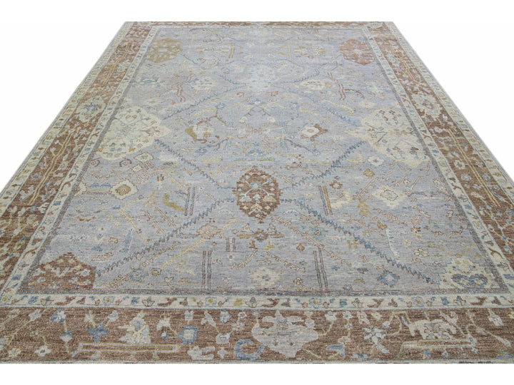 Apadana's Artisan Collection Handmade Floral Gray Wool Rug